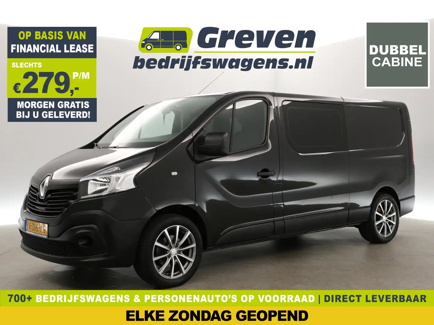 Renault Trafic 1.6 dCi T29 L2H1 | Dubbele Cabine |  6 Persoons | Zwart - 1