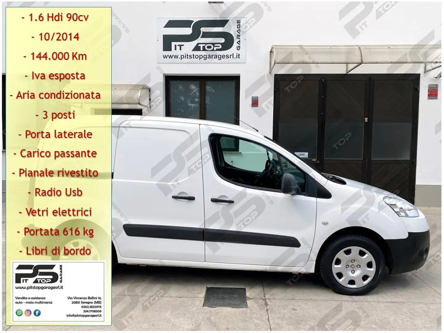 Peugeot Partner Furgone 1.6 Hdi 90cv 3 posti - A\C - Deducibile Bianco - 1