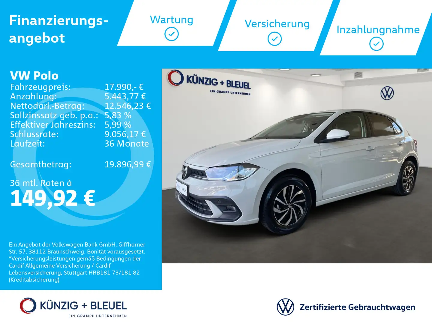 Volkswagen Polo Life 1.0 TSI LED LaneAssist PDC GRB Blanc - 1