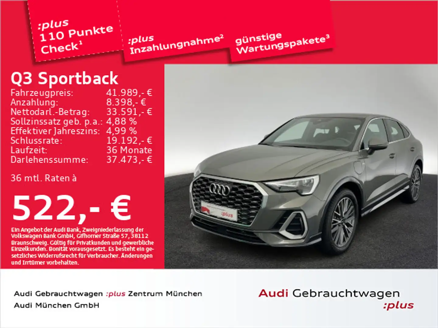 Audi Q3 45 TFSI e S tronic S line Pano/Virt Grau - 1