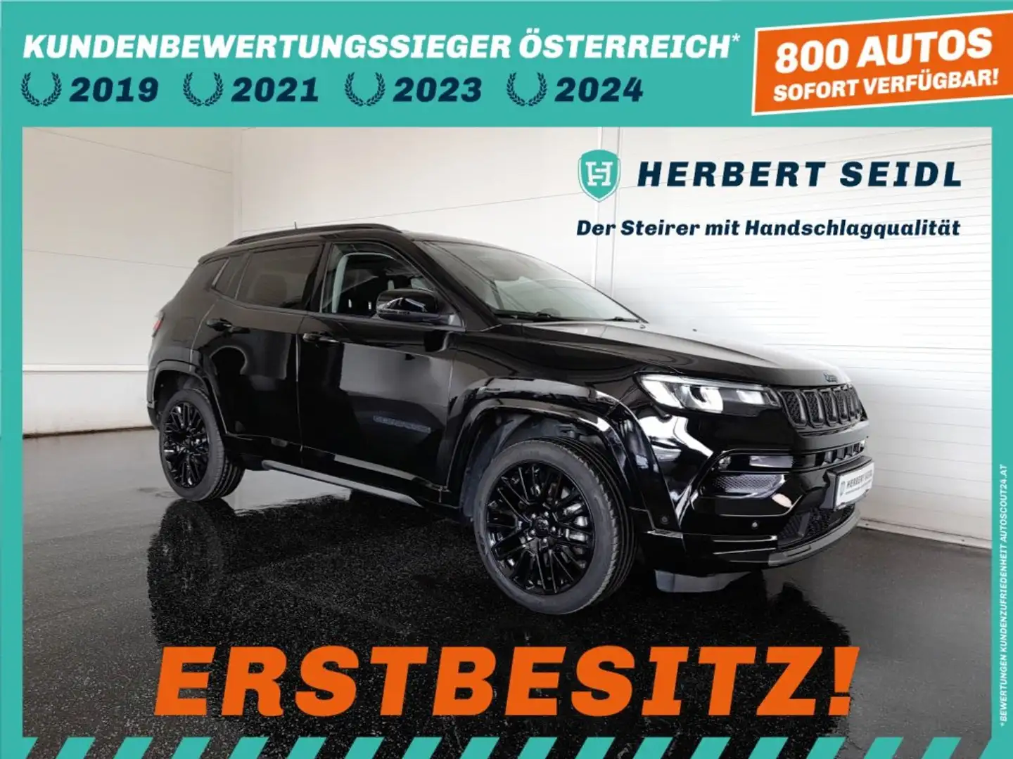 Jeep Compass S "ALL BLACK" PHEV 4x4 Aut. *19 ZOLL / BI-XENON / ACC / KAMERA / VOLLEDER E-SITZE / NAVI / ALPINE SOUND / E-KLAPPE* Schwarz - 1