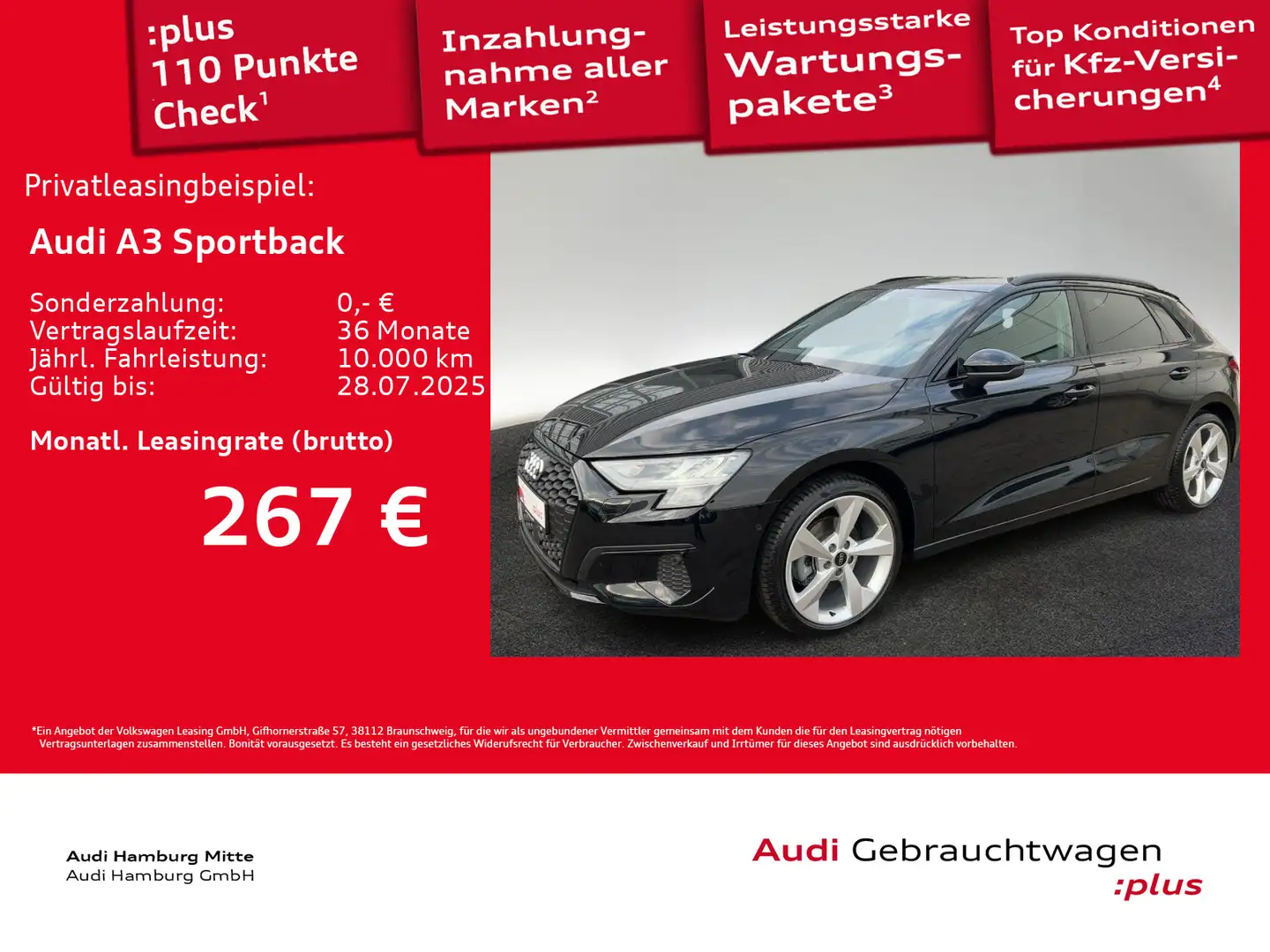 Audi A3 30 TDI advanced S tronic AHK PDCplu Schwarz - 1