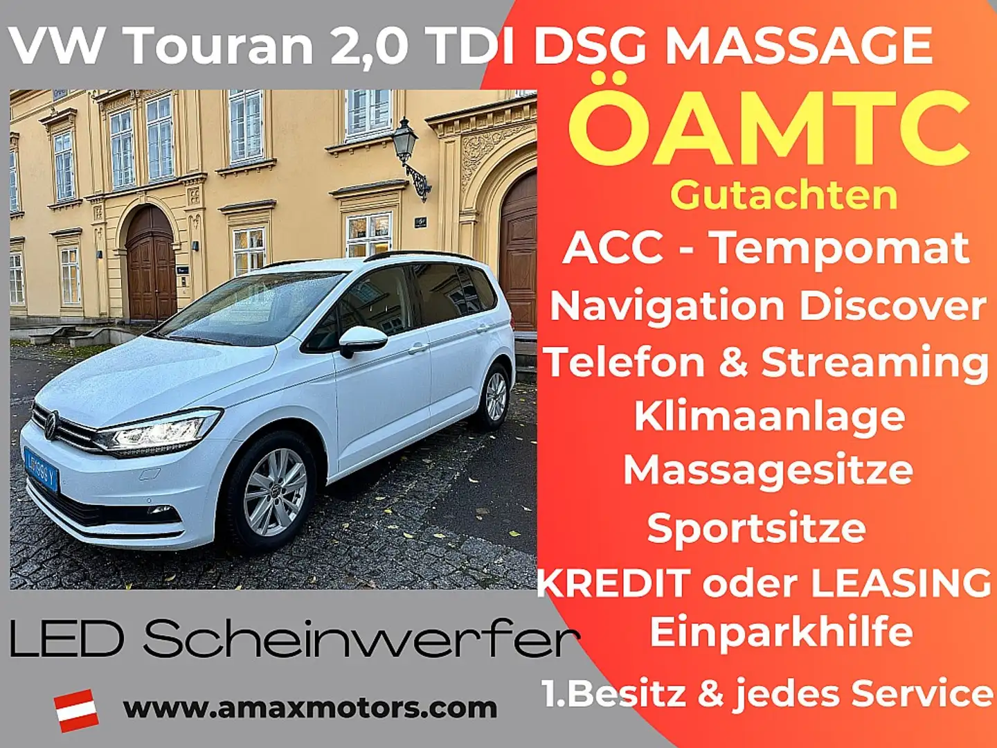 Volkswagen Touran Comfortline 2,0 TDI SCR DSG* Massage, ACC Absta... Weiß - 1