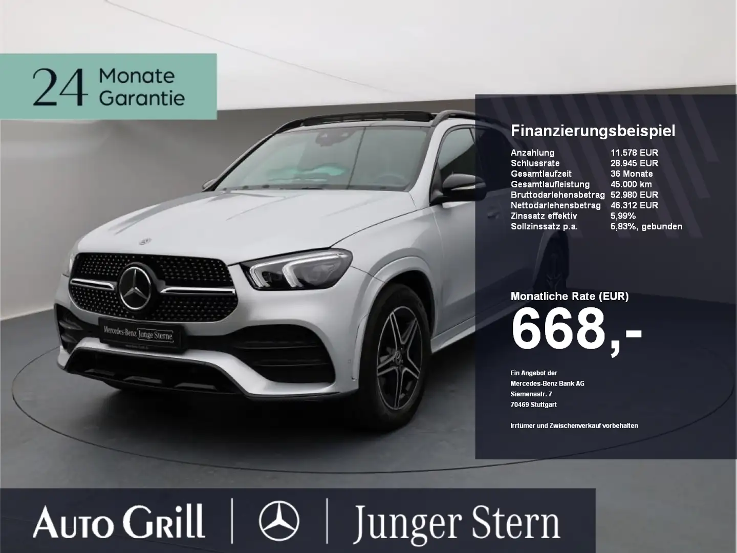 Mercedes-Benz GLE 400 d 4M AMG Night Distronic Pano AHK *top* Argento - 1