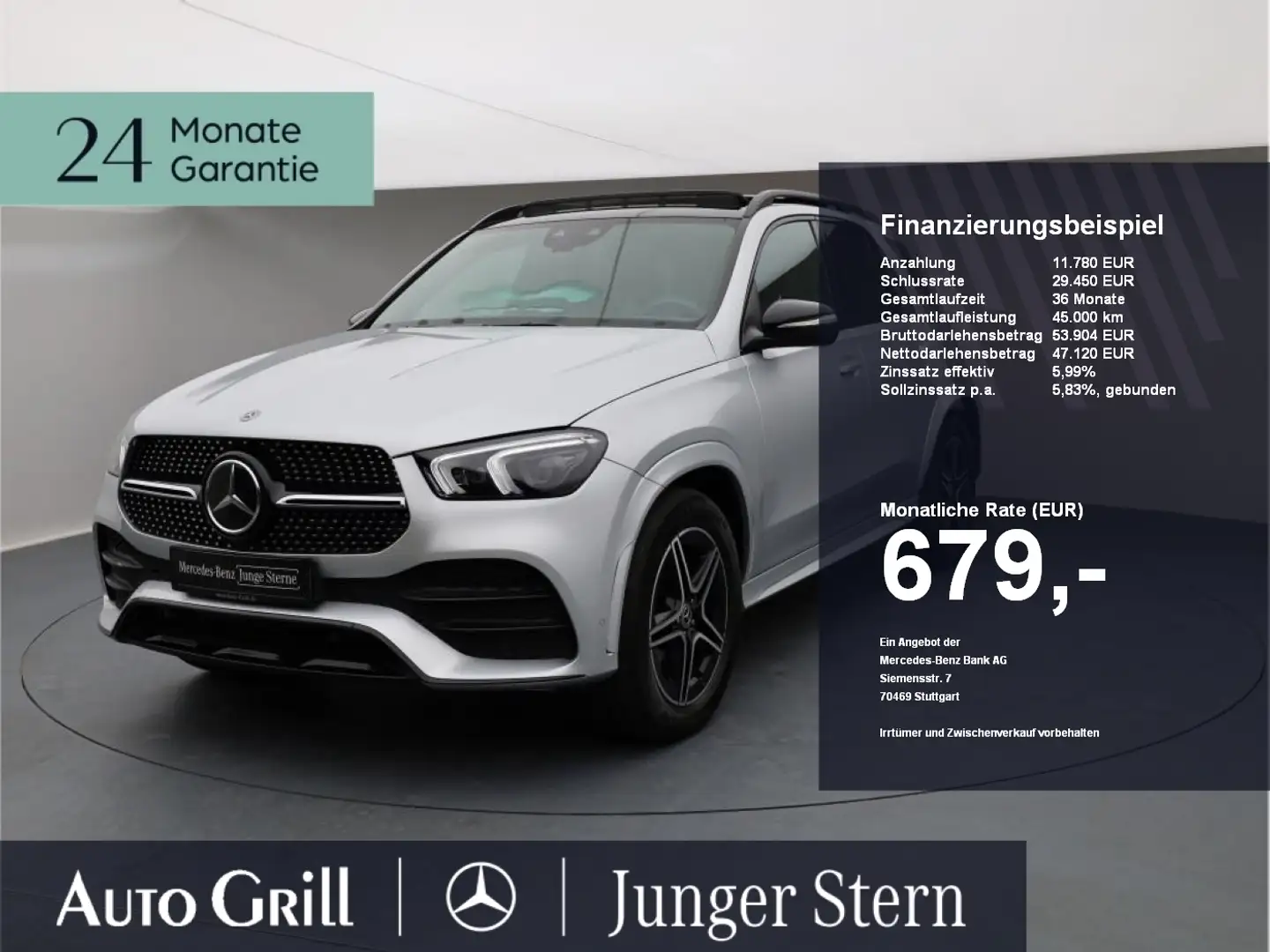 Mercedes-Benz GLE 400 d 4M AMG Night Distronic Pano AHK *top* Argent - 1