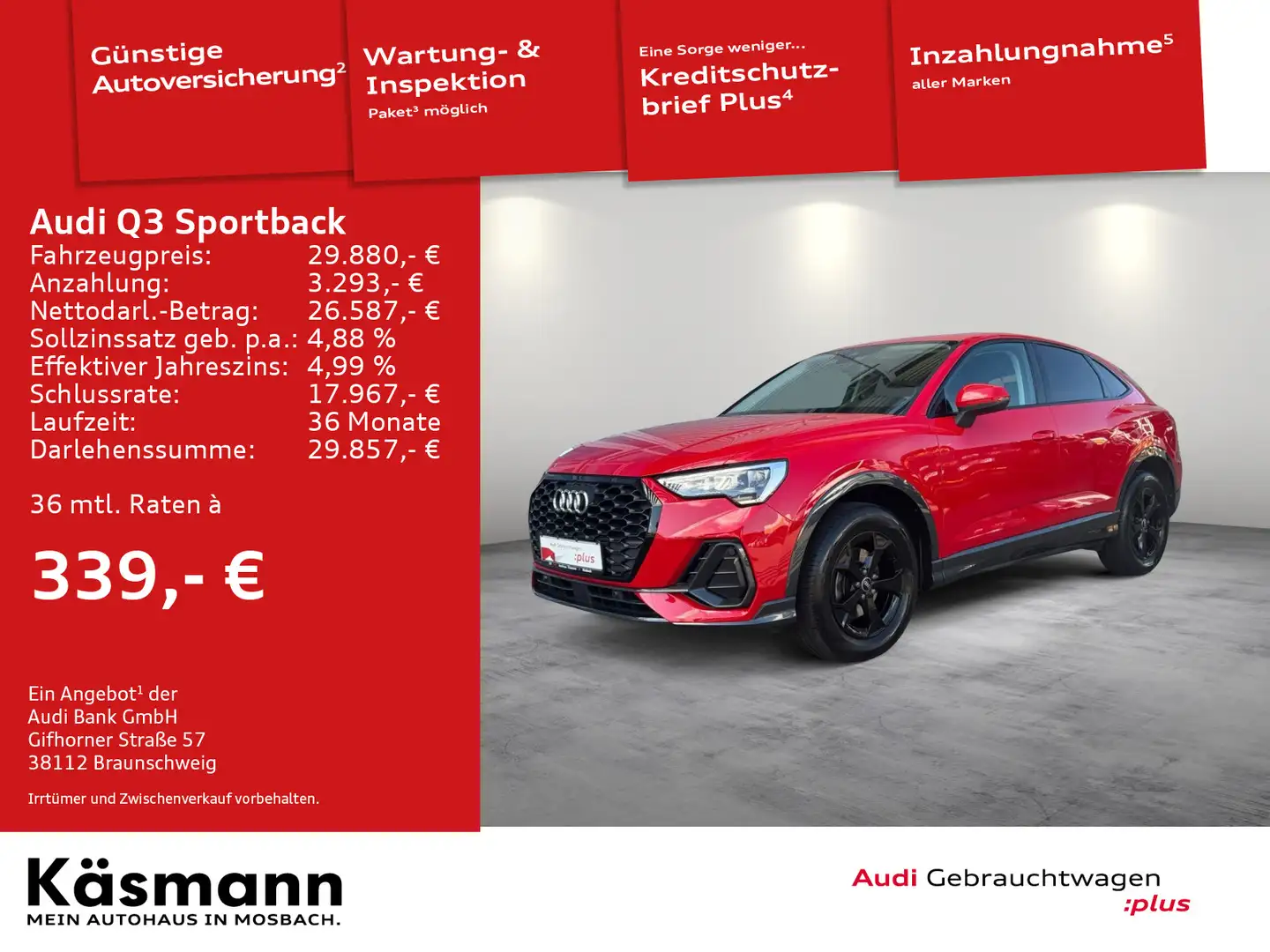 Audi Q3 35TFSI AHK NAV LED PDC SHZ Rojo - 1