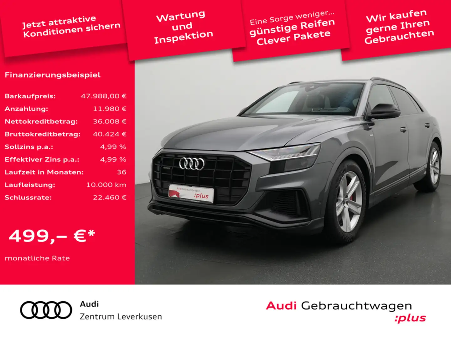 Audi Q8 e quattro LUFT MATRIX LEDER HUD KAM NAVI S Grau - 1
