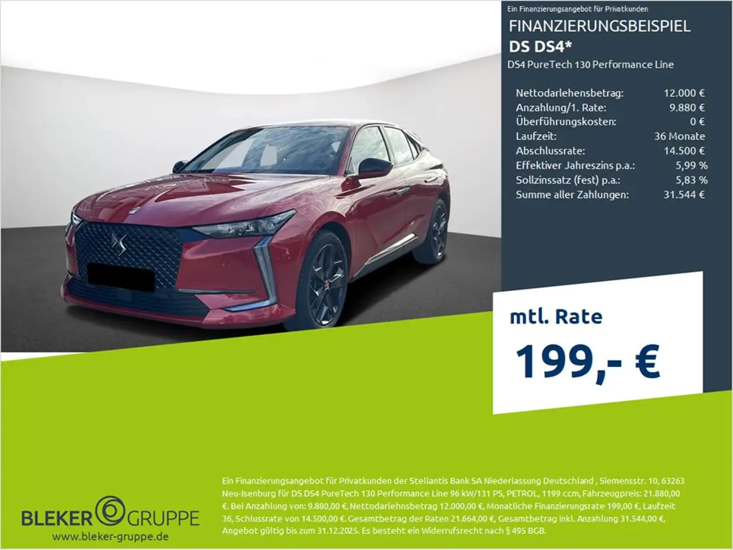 DS Automobiles DS 4 DS4 PureTech 130 Performance Line Rouge - 1