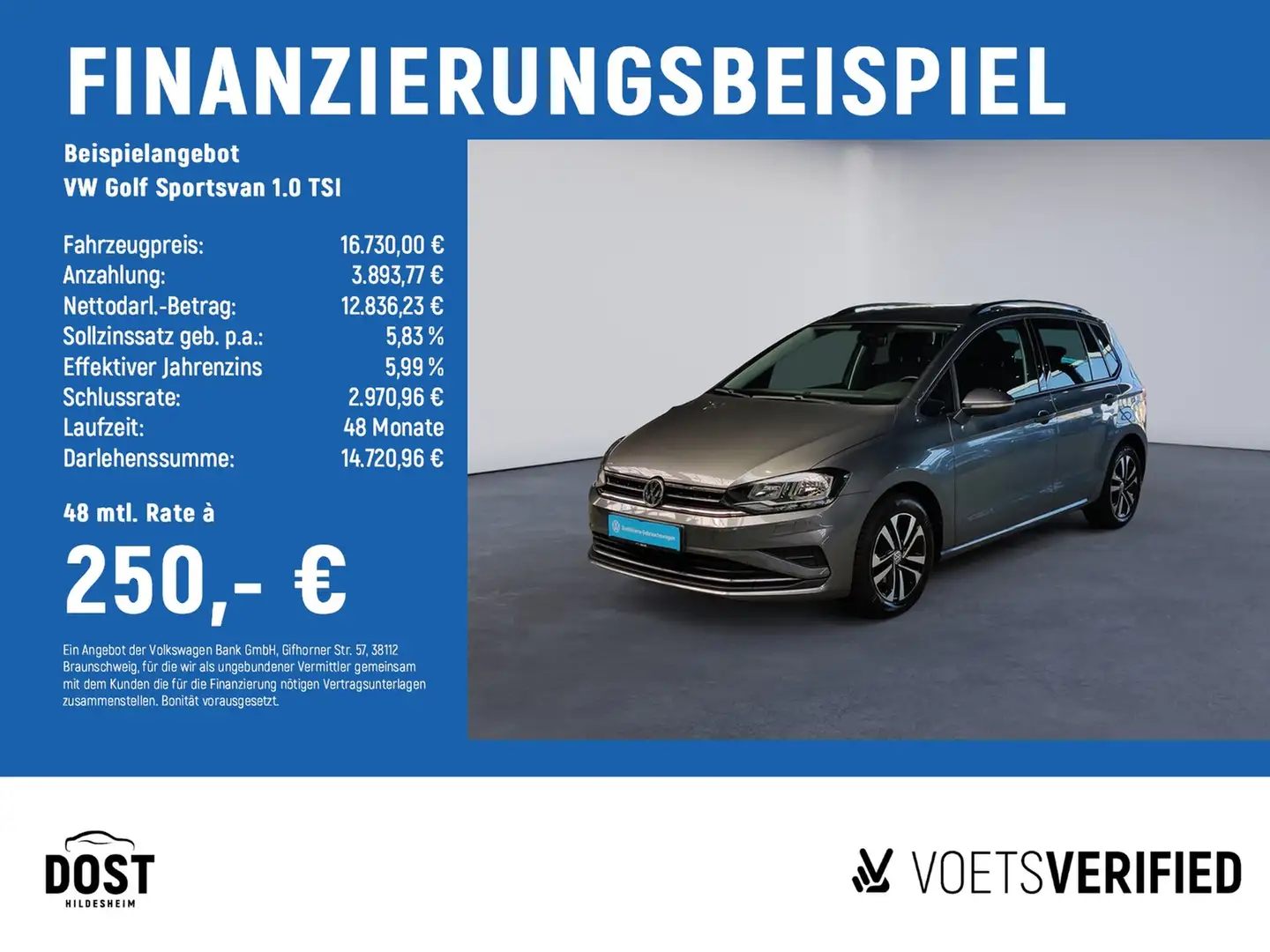 Volkswagen Golf Sportsvan 1.0 TSI United KLIMA+NAVI+PDC Grau - 2