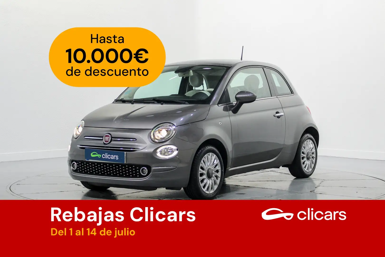 Fiat 500 1.2 Lounge Gris - 1