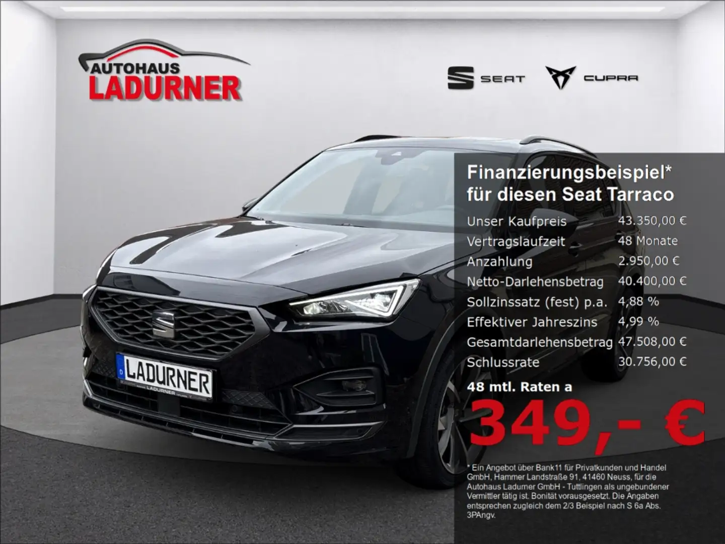 SEAT Tarraco FR 2.0TDI 7-Sitzer+Standheizung+AHK+PANO Schwarz - 1