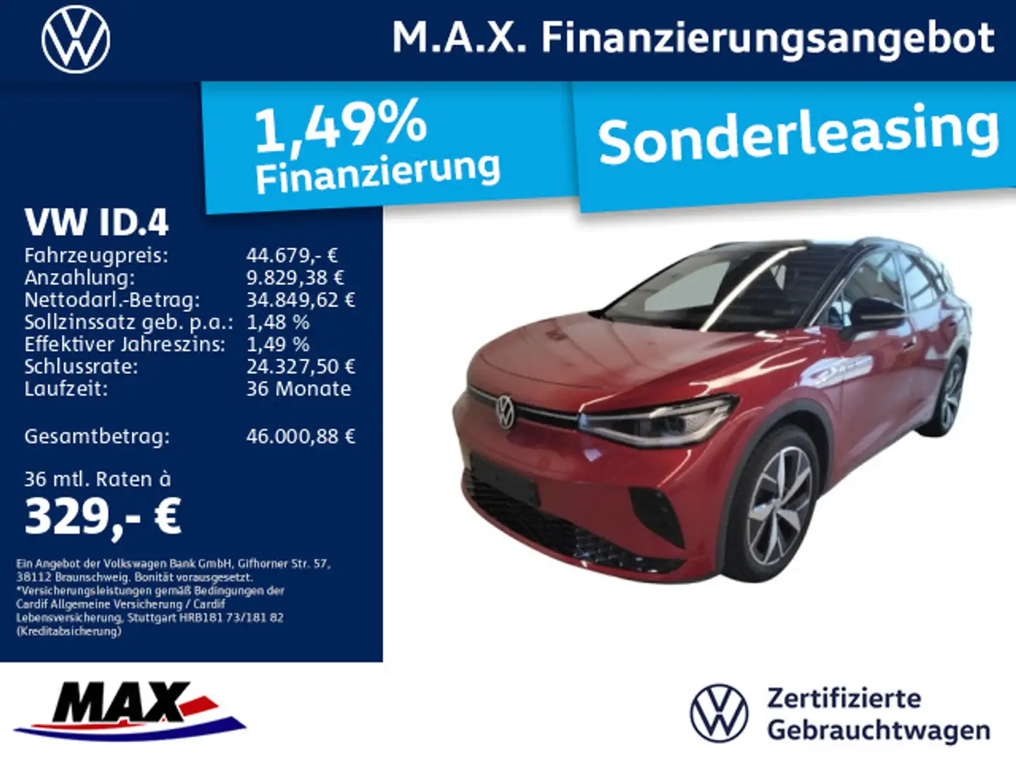 Volkswagen ID.4 GTX 4M IQ.LIGHT+AHK+PANO+360°+AR HUD+NAV+WP Rot - 1