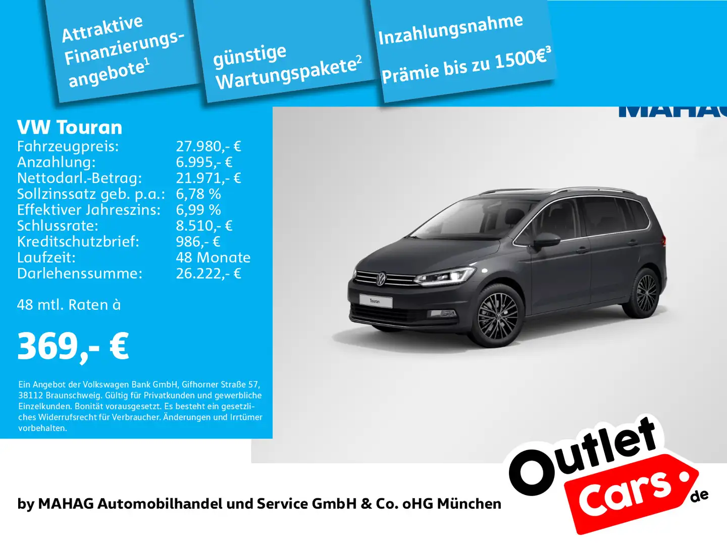 Volkswagen Touran 2.0 TDI Highline 7-Sitze LED Navi AHK Sta Grau - 1