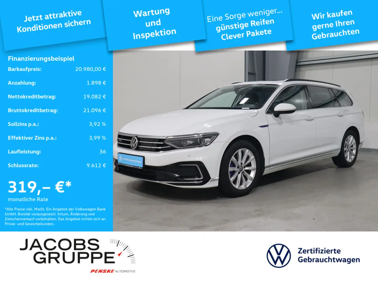 Volkswagen Passat Variant 1.4 TSI GTE Navi*IQ*Pano*AHK GTE Weiß - 1