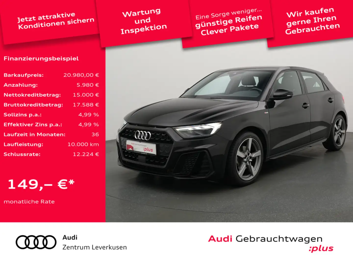Audi A1 Sportback S line S-TRON NAVI VIRT LEDER SH Negro - 1