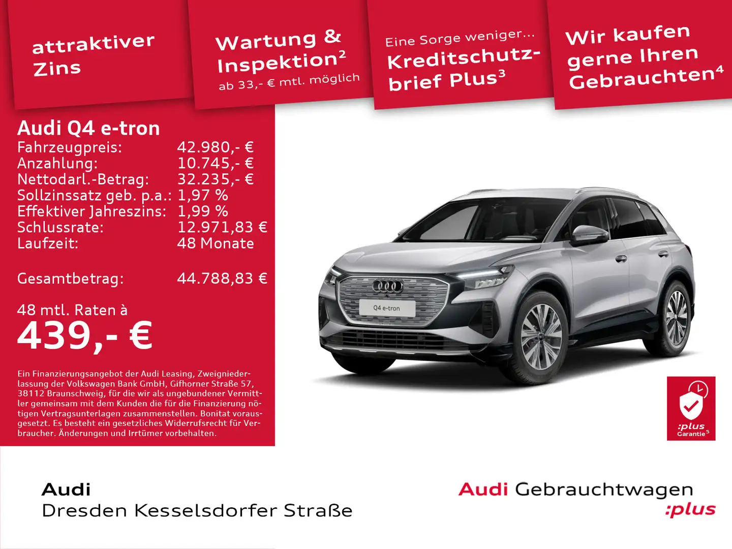 Audi Q4 e-tron 45 210 kW Silber - 1