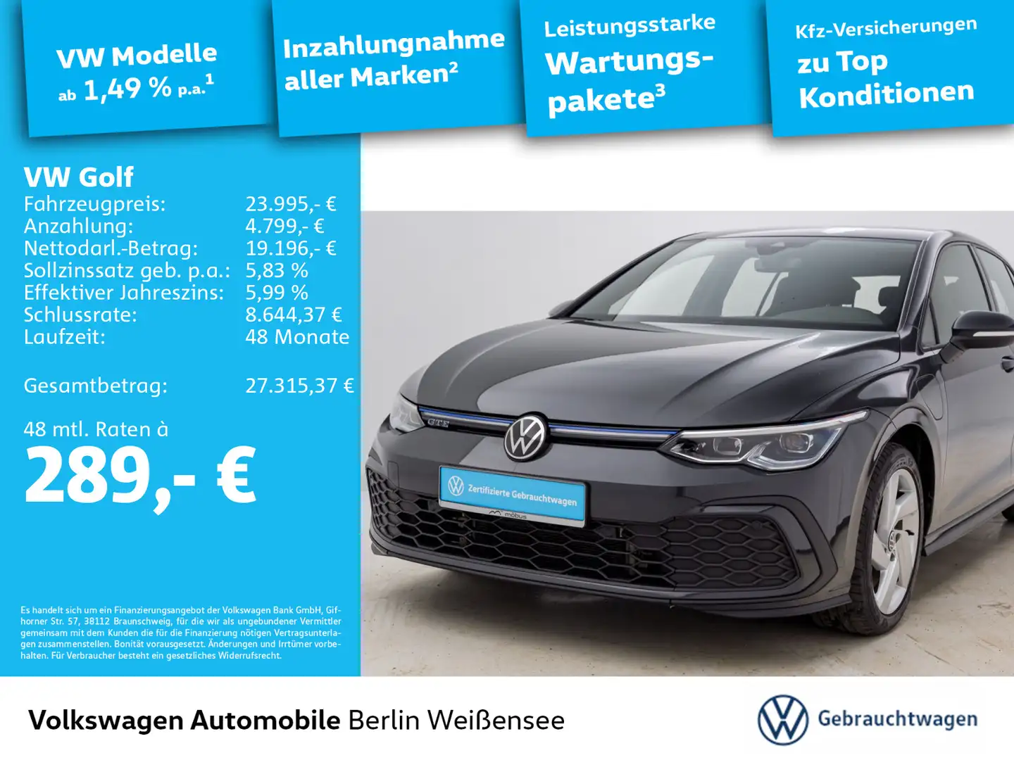 Volkswagen Golf GTE VIII 1.4 eHybrid GTE *DSG*APP*LED*NAV*RFK* Grau - 1