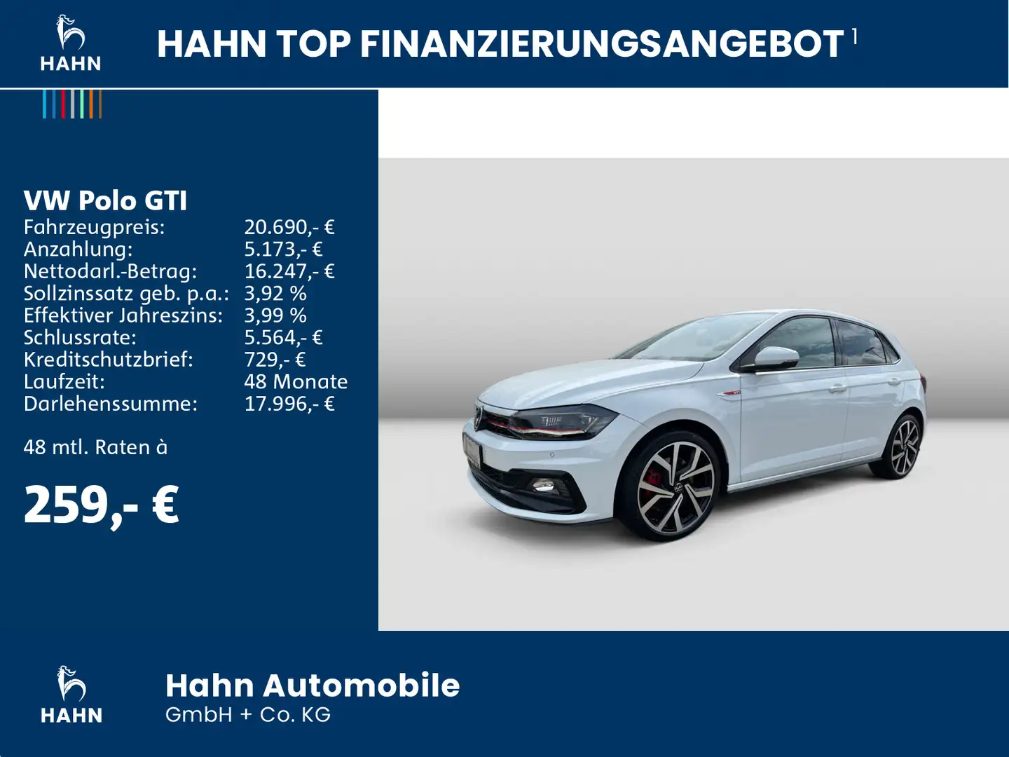 Volkswagen Polo GTI 2.0TSI DSG Cam ACC Climatr Navi Sitzh Blanc - 2