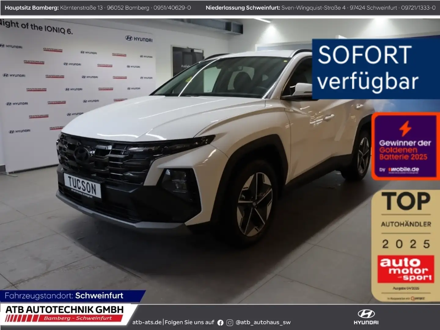 Hyundai TUCSON MY25 Trend 1.6 T-GDi Hybrid A/T Weiß - 1