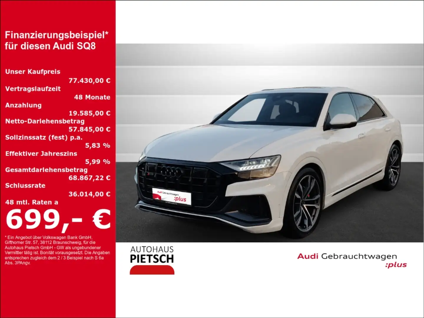Audi SQ8 4.0 TFSI quattro S line AHK Matrix Pano B&O Blanc - 1