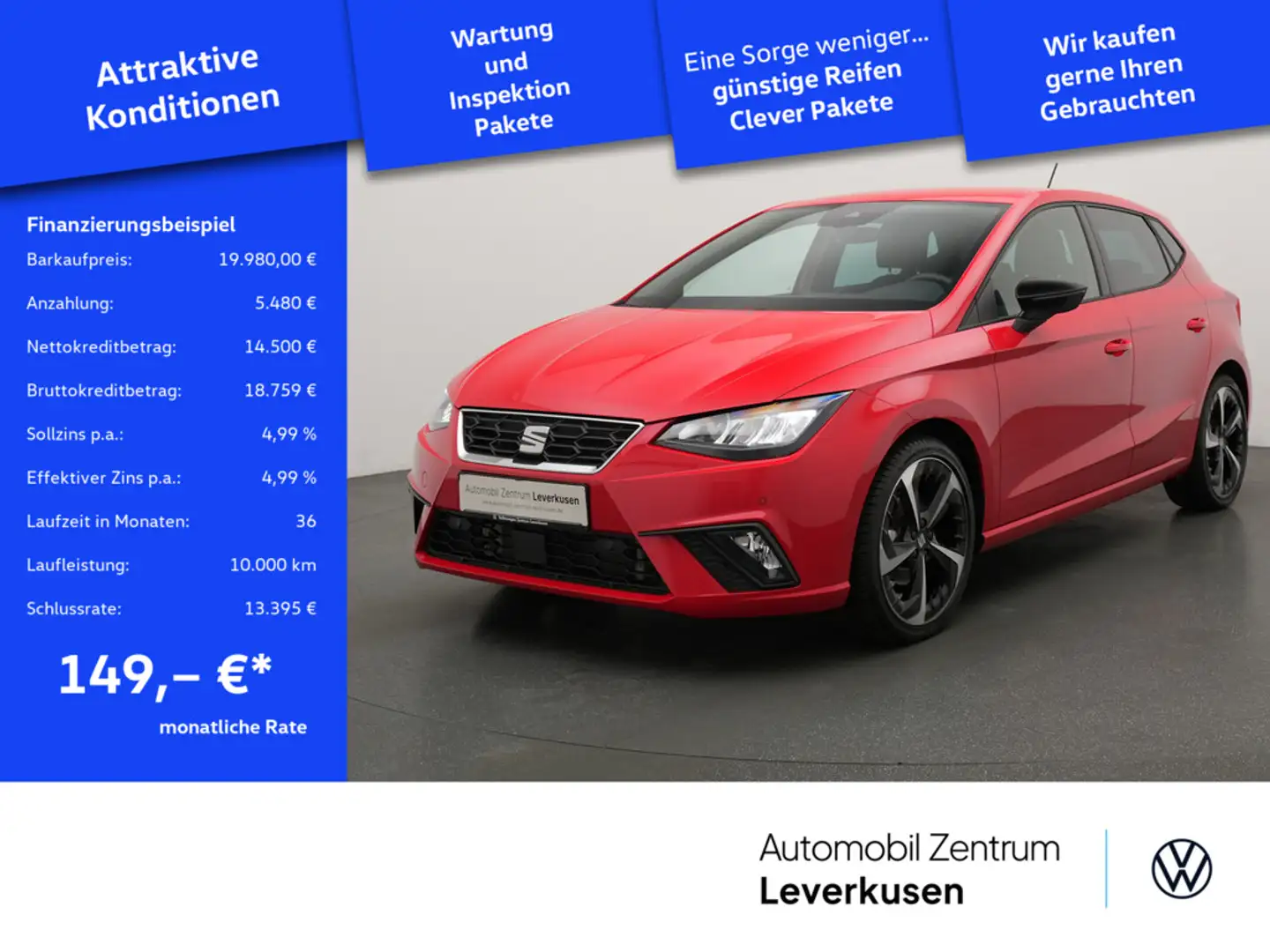 SEAT Ibiza FR DSG VIRT ACC LED CARPLAY KAM SHZ PDC Rot - 1