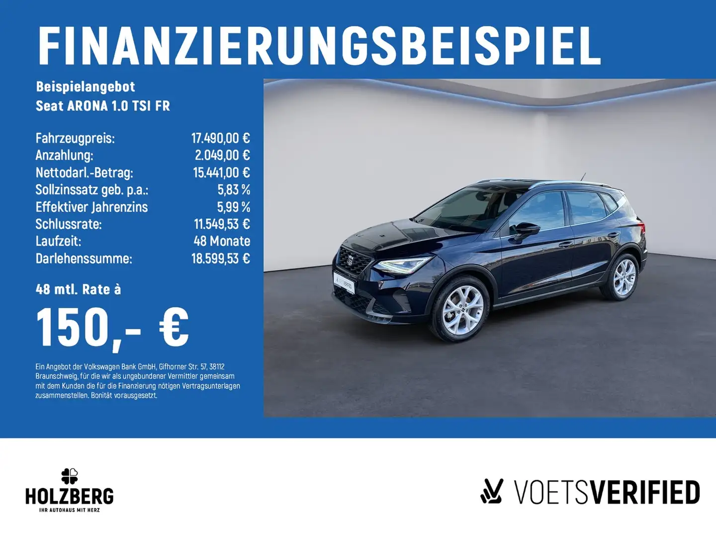 SEAT Arona 1.0 TSI FR AHK+NAVI+LED Blau - 2