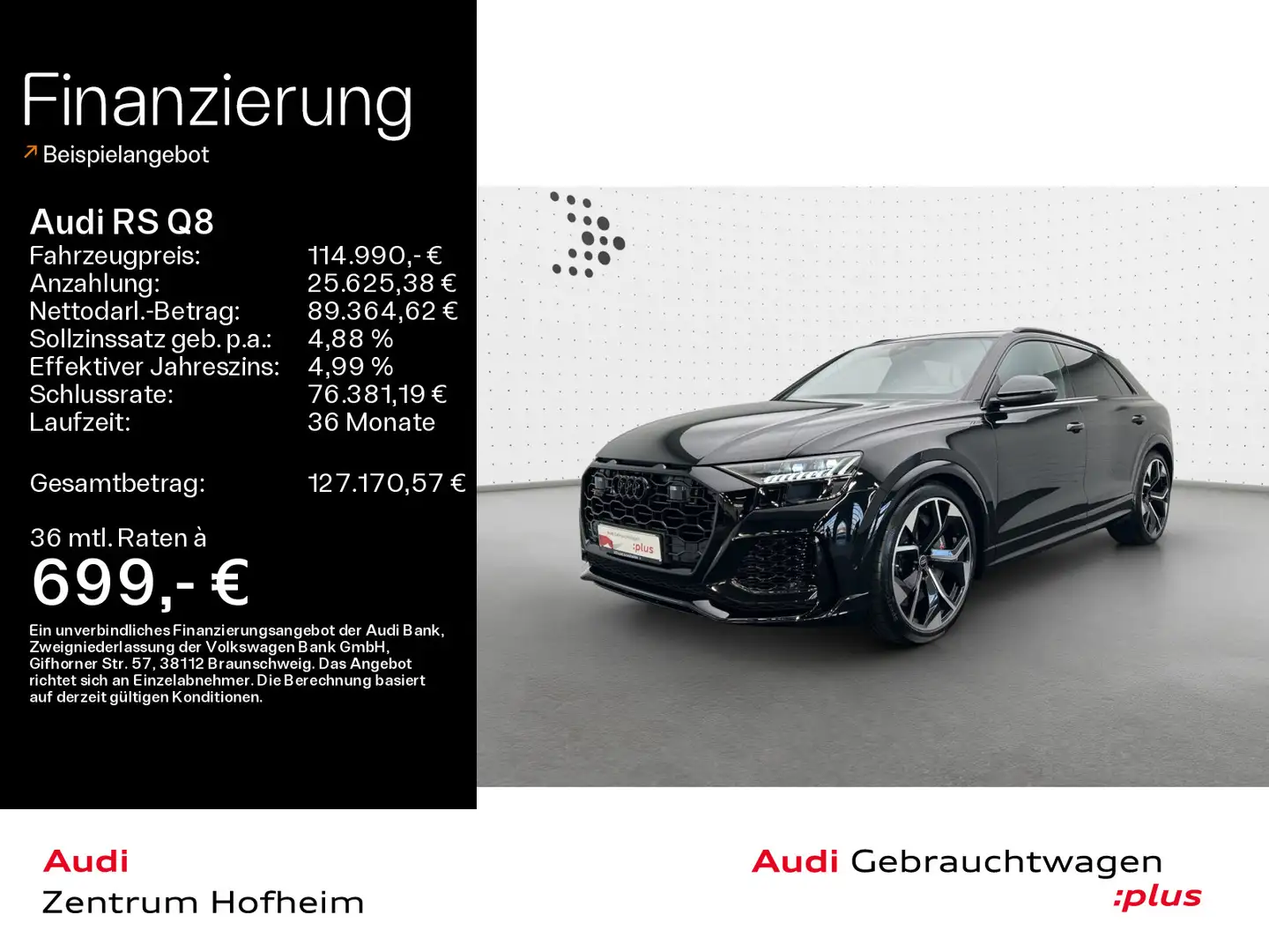 Audi RS Q8 *Keramik*305 km/h*B&O*HUD*Pano*Standh*Matri Schwarz - 1
