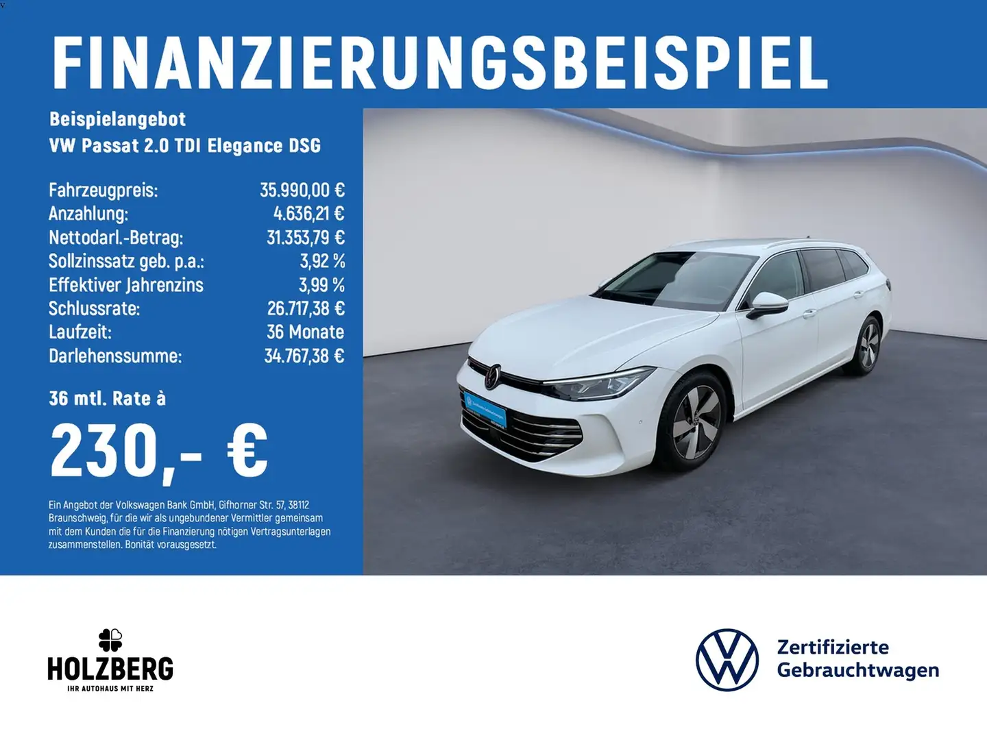 Volkswagen Passat 2.0 TDI Elegance DSG AHK+AreaView+LED Weiß - 2
