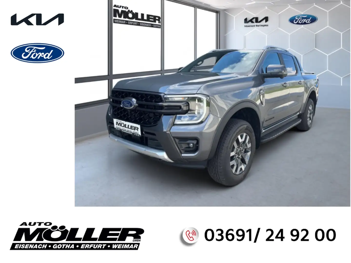 Ford Ranger 2.3 DoKa PHEV Wildtrak Allrad 360°Kamera Klimaauto Gris - 1
