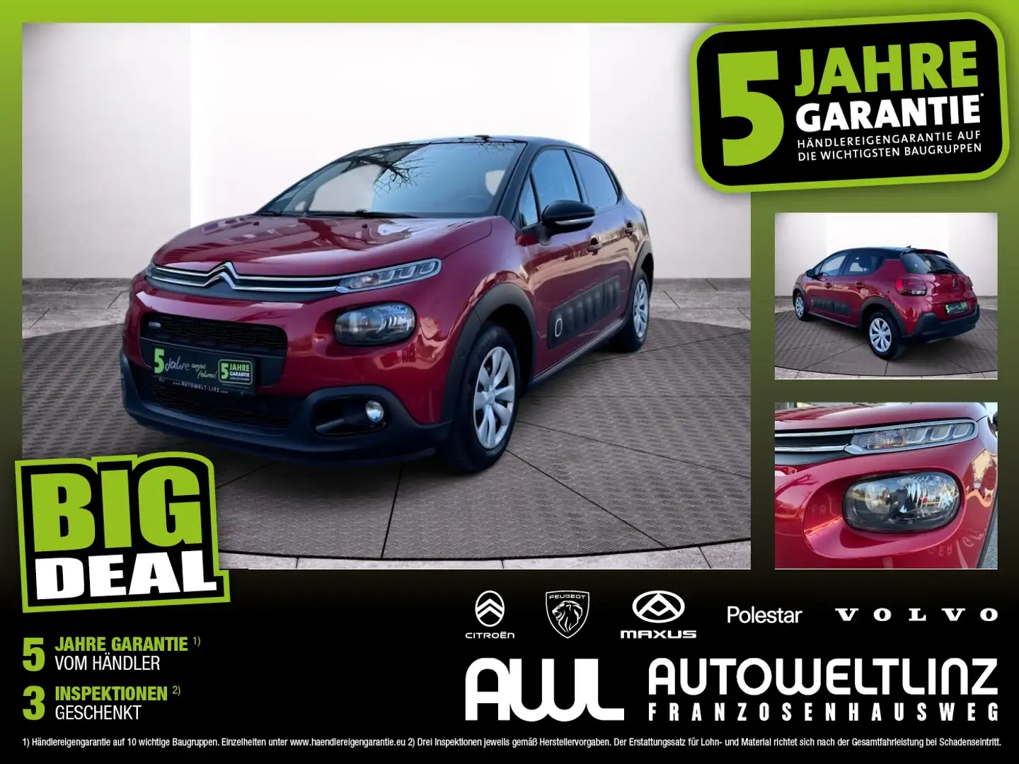 Citroen C3 1.2 PureTech 82 Shine +Pano+Navi+Kamera Rot - 1