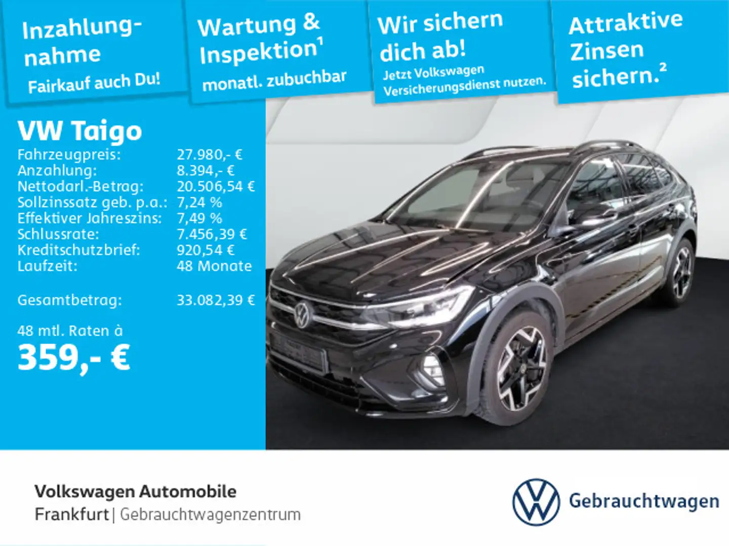 Volkswagen Taigo 1.5 TSI DSG R-Line Navi ACC IQ.Light Front Schwarz - 1