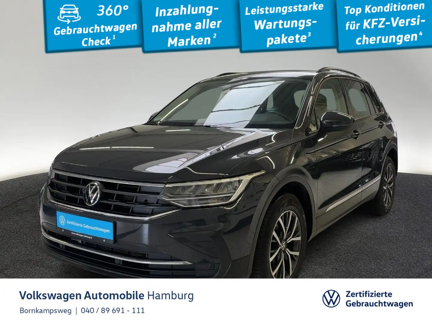 Volkswagen Tiguan 1.5 TSI Life DSG AHK Navi Sitzhzg LED Grau - 1