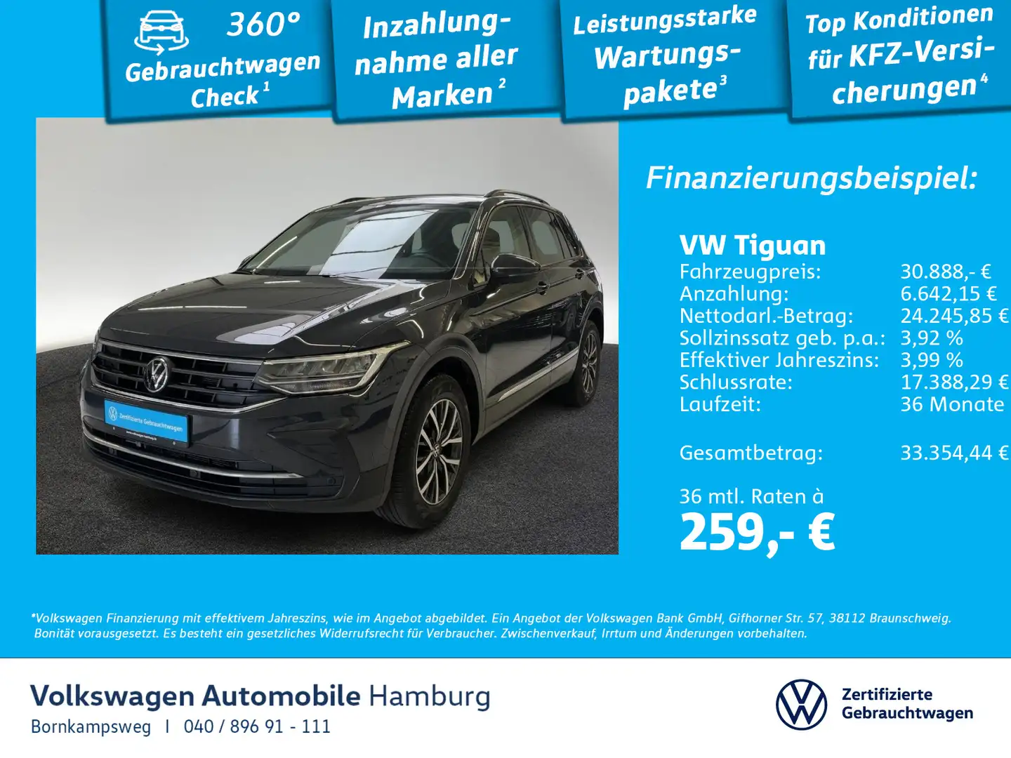 Volkswagen Tiguan 1.5 TSI Life DSG AHK Navi Sitzhzg LED Gris - 1