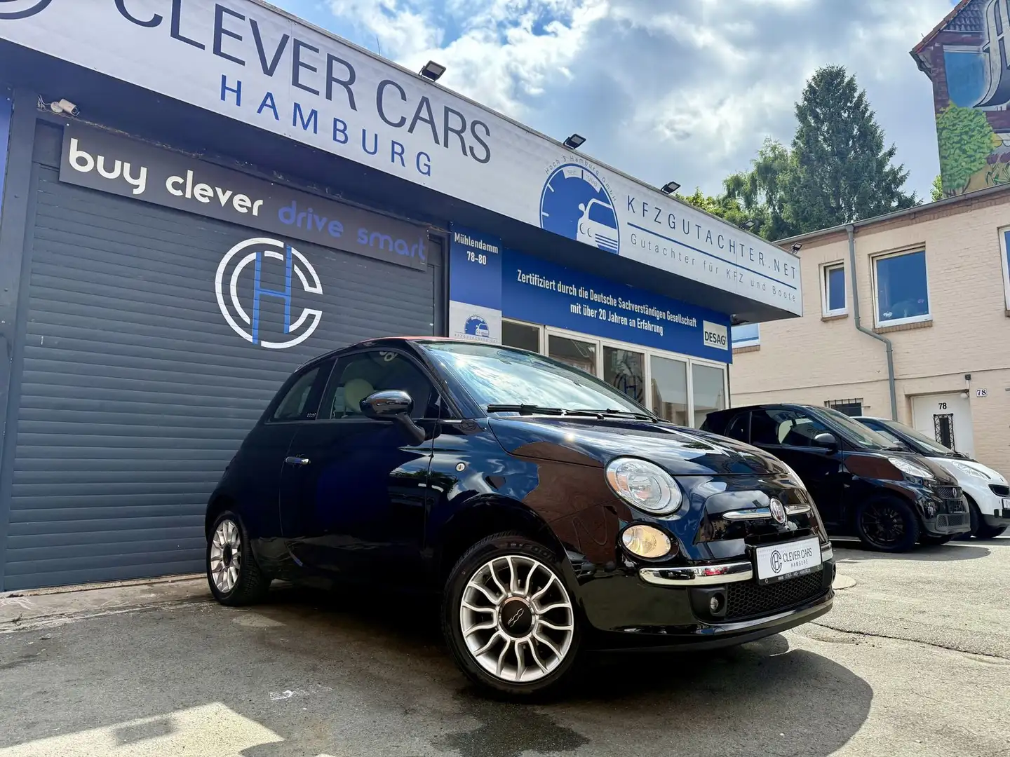 Fiat 500 CABRIO*LOUNGE*KLIMA*LEDER*NAVI*PDC*CARPLAY* Noir - 1