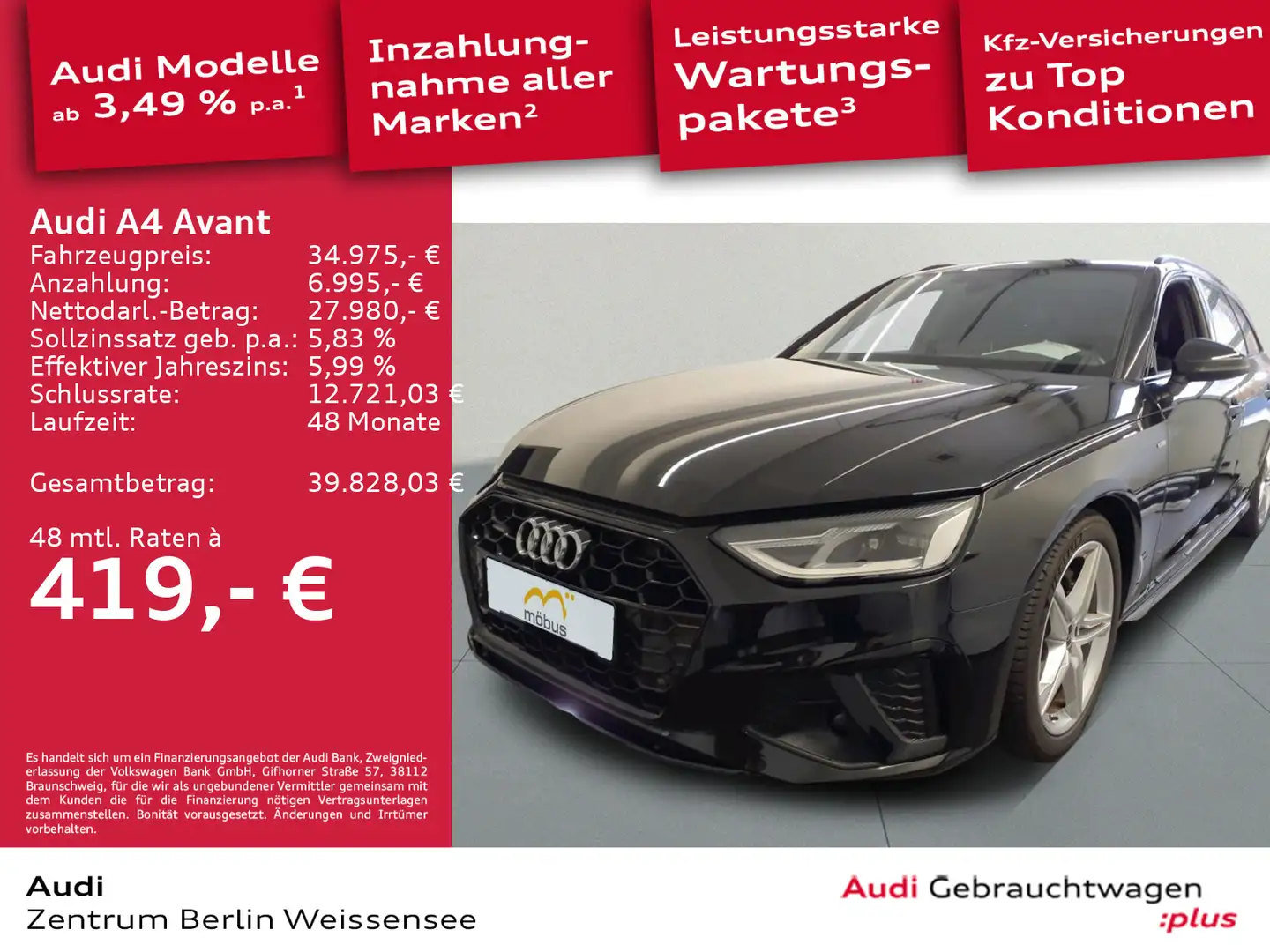 Audi A4 40 TDI S-TRO*QUA*S-LINE*LED*NAV*RFK*SHZ Schwarz - 1
