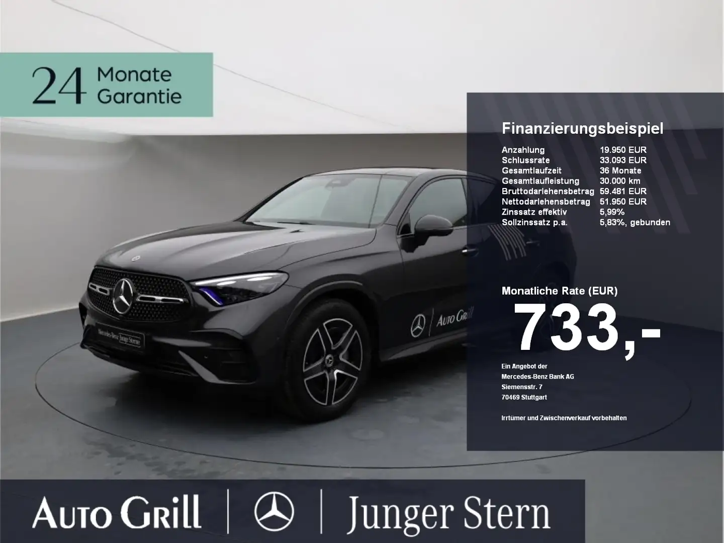 Mercedes-Benz GLC 220 d 4M Coupe AMG Pano Burm AHK Distronic Gri - 1