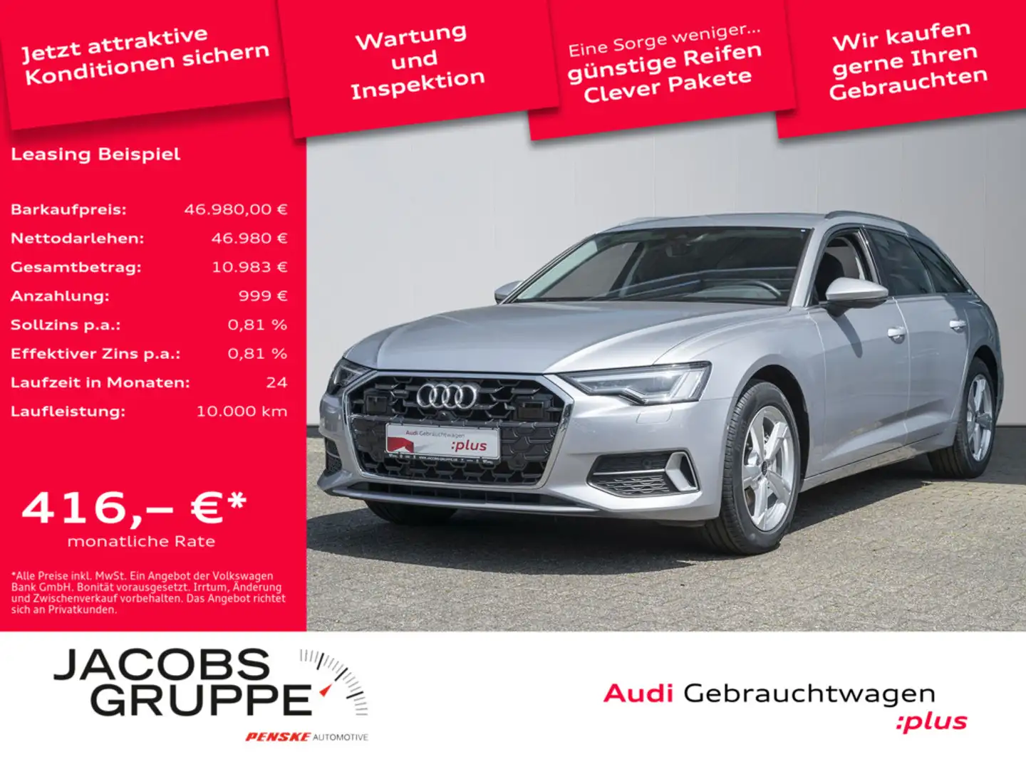 Audi A6 Avant 40 TDI quattro advanced Navi,SHZ,PDC Silber - 1
