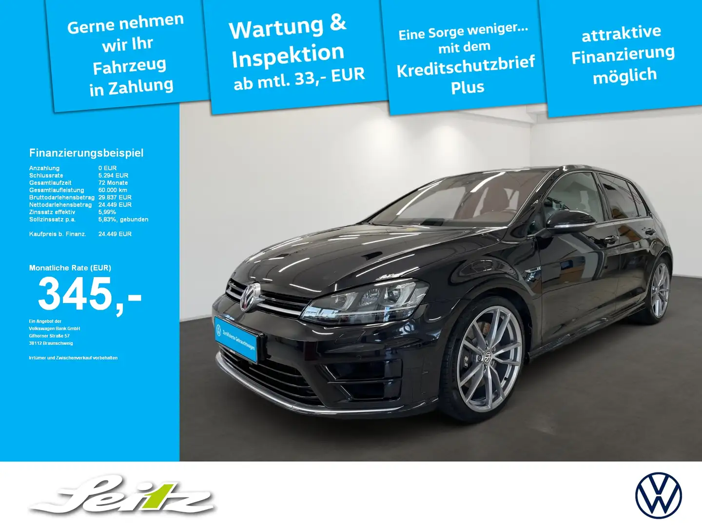 Volkswagen Golf VII 2.0 TSI 4M R *NAVI*KAMERA*SITZH* Zwart - 1
