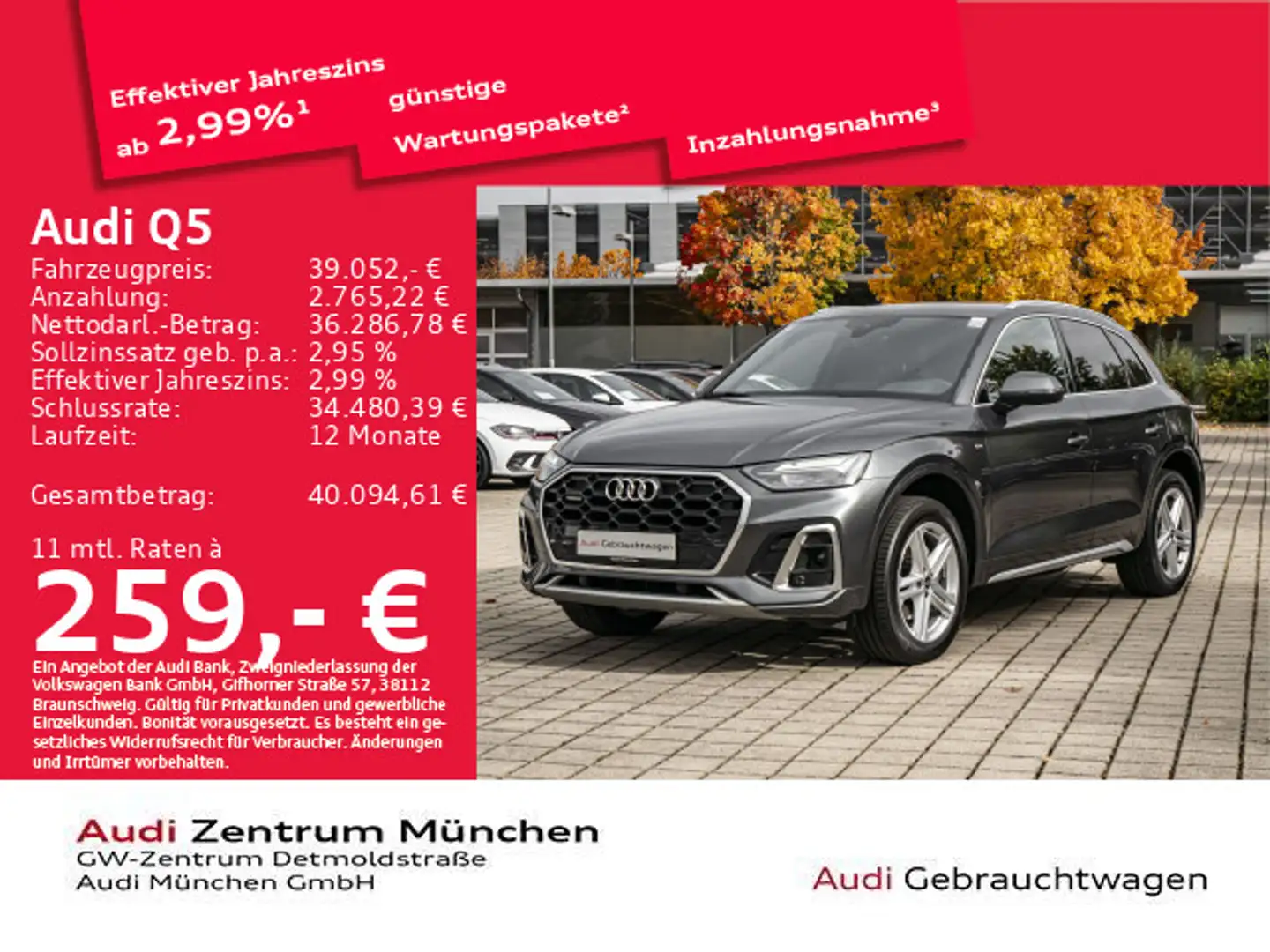 Audi Q5 40 TDI qu. S tronic 2x S line AHK/Virtual+/Ka Grau - 1