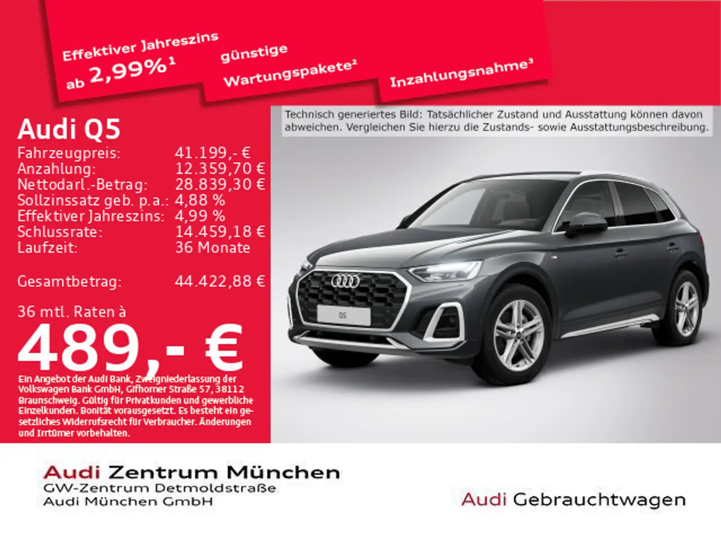 Audi Q5 40 TDI qu. S tronic 2x S line AHK/Virtual+/Ka Grau - 1