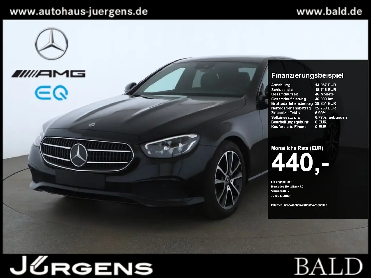Mercedes-Benz E 220 d Avantgarde/LED/Cam/Night/Burm/Totw/18' Noir - 1
