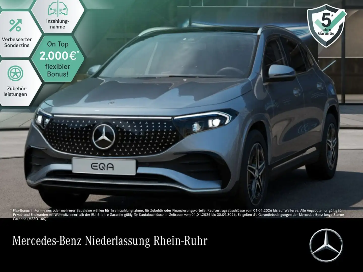 Mercedes-Benz EQA 350 4M AMG+ADVANCED+PANO+KAMERA+MEMORY+SPUR Silber - 1