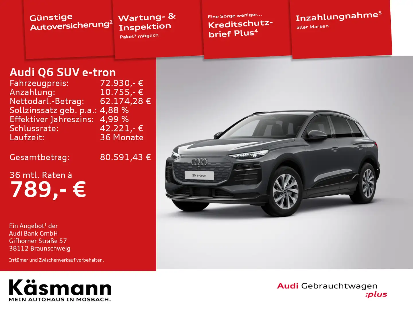 Audi Q6 e-tron quattro S line AHK 360° SHZ MATRIX Gris - 1