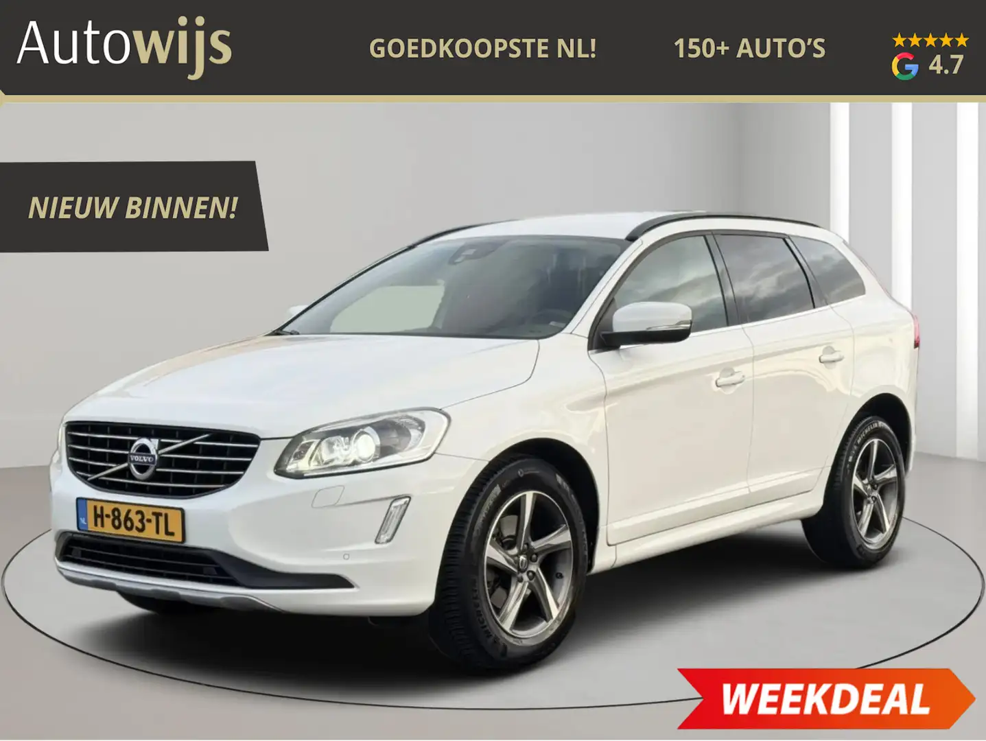 Volvo XC60 2.0 D4 FWD Polar+|130DKM|Trekhaak|Goed onderhouden Wit - 1
