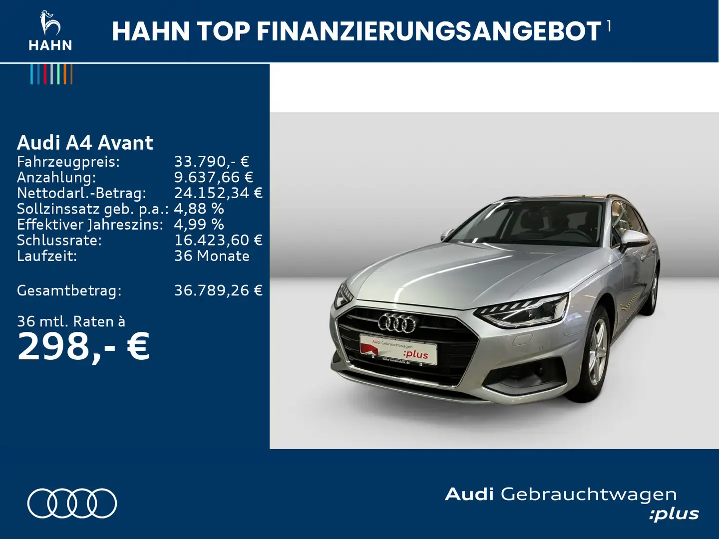 Audi A4 30 TDI S tronic AHK-Vor Sitzh Busin LED Silber - 2