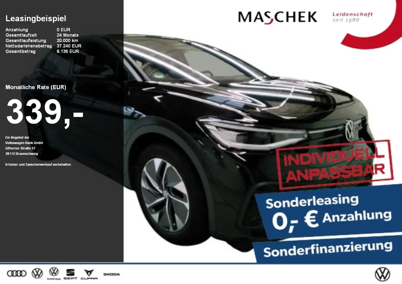 Volkswagen ID.5 Sonderleasing! AHK Navi IQLight AHK ACC Schwarz - 1