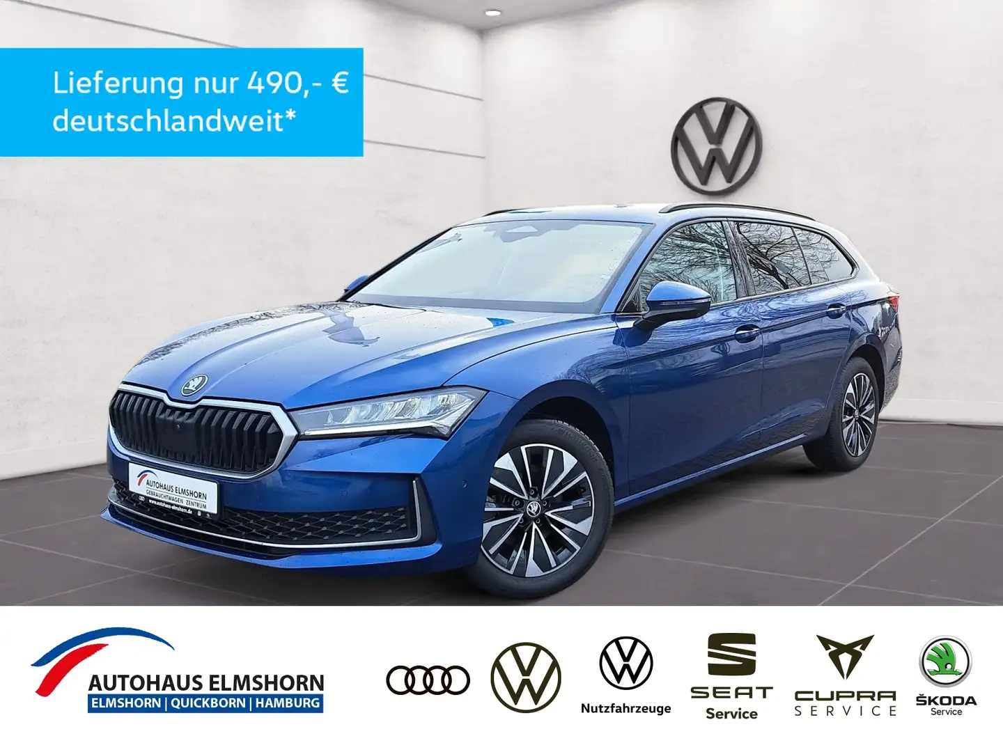 Skoda Superb Combi Selection 1.5 TSI DSG AHK NAV LED ACC 4xKAM Blau - 1