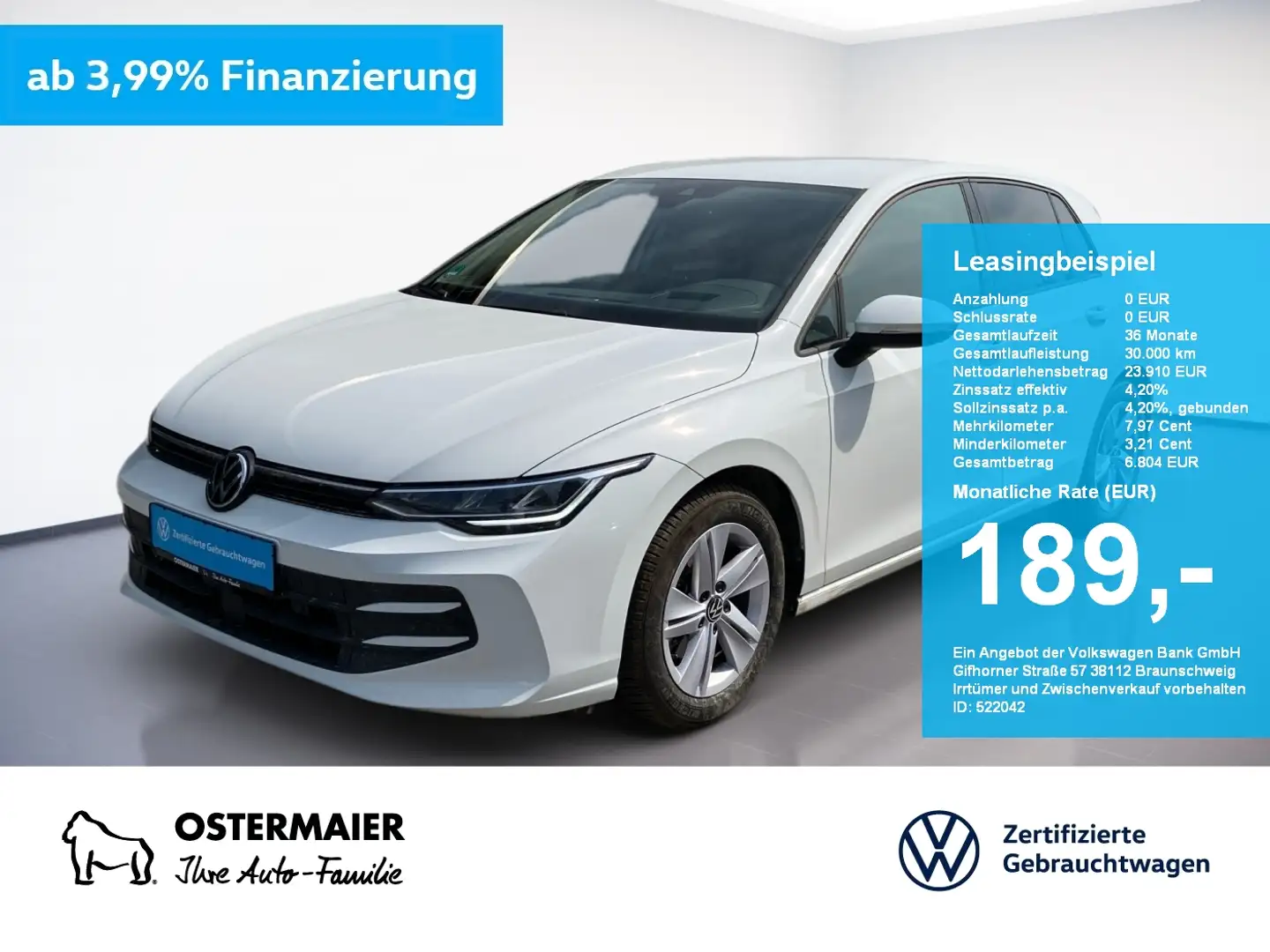 Volkswagen Golf VIII LIFE 1.5TSI 116PS 5J-G LED.NAVI.360°.HuD.SITZ Blanco - 1