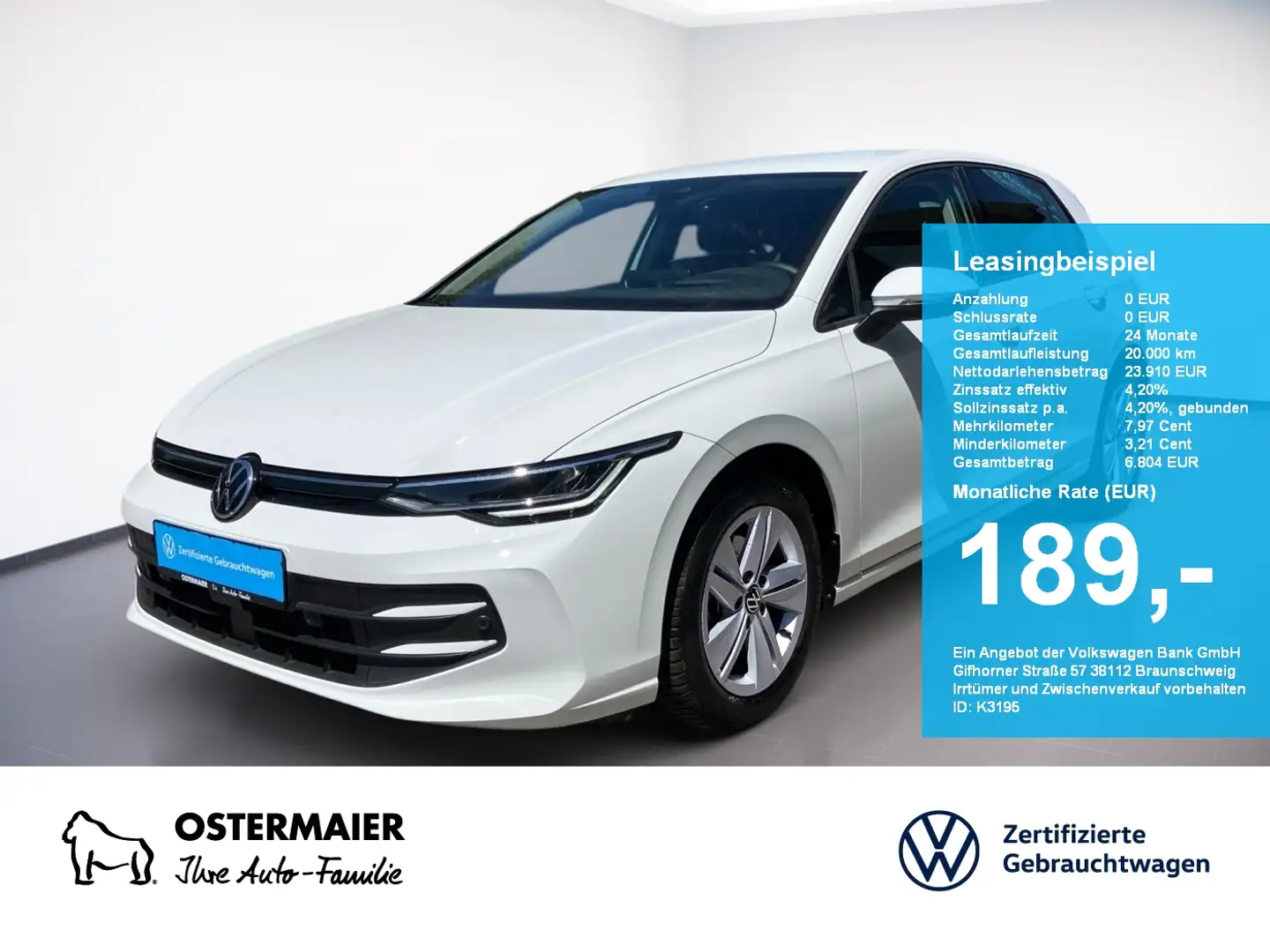 Volkswagen Golf VIII LIFE 1.5TSI 116PS 5J-G LED.NAVI.360°.HuD.SITZ Weiß - 1