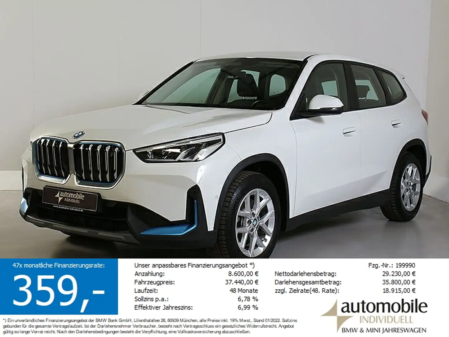 BMW iX1 xDrive30 Ahk ACC LED Adap.M-Fahrwerk LED App Weiß - 1